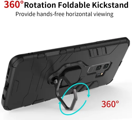 Vista 2 de LuluMain - Funda compatible con Galaxy S9+, soporte de anillo de metal a prueba de golpes (funciona con soporte magnético para automóvil), funda