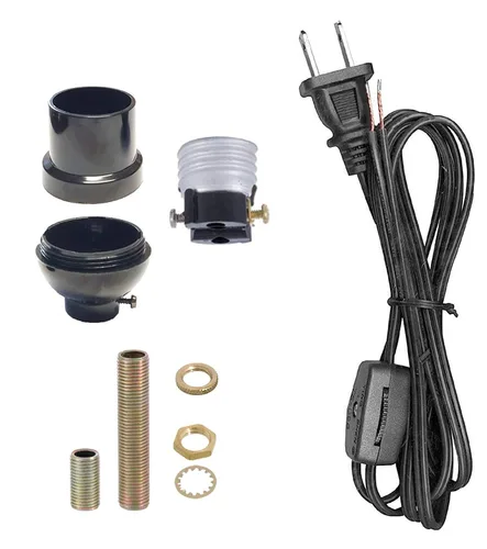 Vista 6 de B&P Lamp® Portalámparas de latón antiguo con juego de cables a juego y herrajes básicos