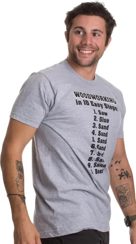 Vista 3 de 10 sencillos pasos de la carpintería Divertida camiseta de humor para trabajar la madera