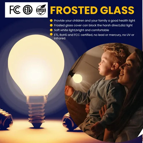 Vista 3 de AMDTU Bombillas LED de globo esmerilado E12 de 40 W, base de candelabro regulable blanco cálido de 2700 K, tecnología de confort ocular, iluminación