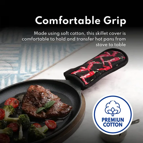 Vista 9 de New Star Foodservice Juego de 6 fundas para mango de sartén caliente de grado comercial, con mango de algodón de pimientos rojos, resistente al