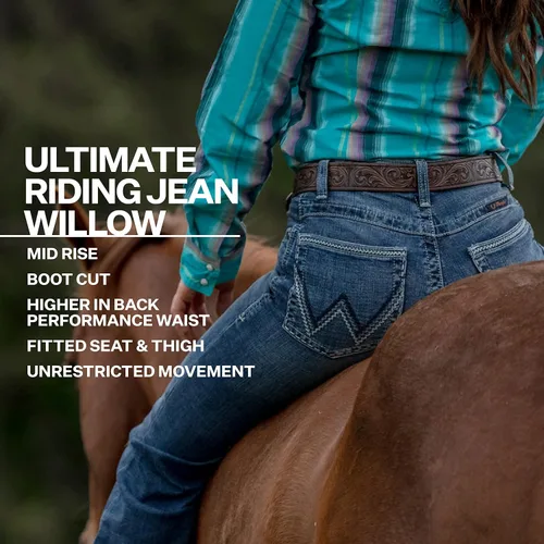 Vista 5 de Wrangler Womens Willow Mid Rise Performance Waist Boot Cut Ultimate Riding Jeans