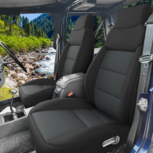 Vista 7 de GIANT PANDA Fundas de asiento de neopreno para Jeep Wrangler TJ (2003-2006), fundas de asiento impermeables de neopreno, acolchadas de espuma