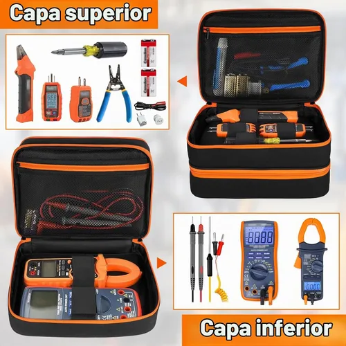 Vista 2 de Estuche de transporte compatible con Klein Tools ET310 buscador de disyuntores de CA, toma GFCI y kit de prueba eléctrica, kit de herramientas