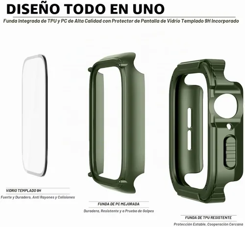 Vista 2 de Recoppa para Funda Resistente Apple Watch 38mm Series 3/2/1 con Protector de Pantalla, Cubierta Protectora a Prueba de Caídas Grado Militar Quattro