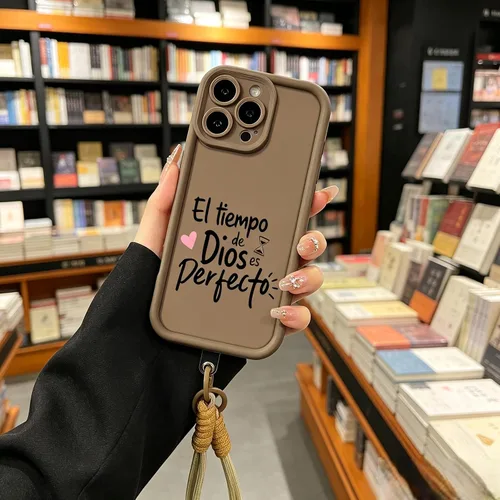 Vista 3 de God's Timing is Perfect - Funda protectora con versículo bíblico en español compatible con iPhone 17, 16, 15, 14, 13, 12, funda protectora estética