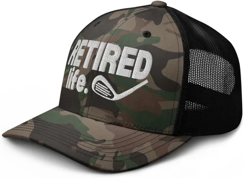 Vista 3 de Retired Life Golf Hat Retirement Gift Camouflage Trucker hat