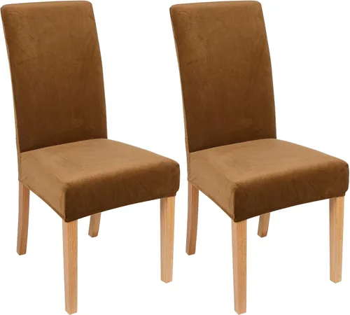 Vista 29 de smiry - Fundas para sillas de comedor de terciopelo elástico y suave, extraíbles, Terciopelo, Beige