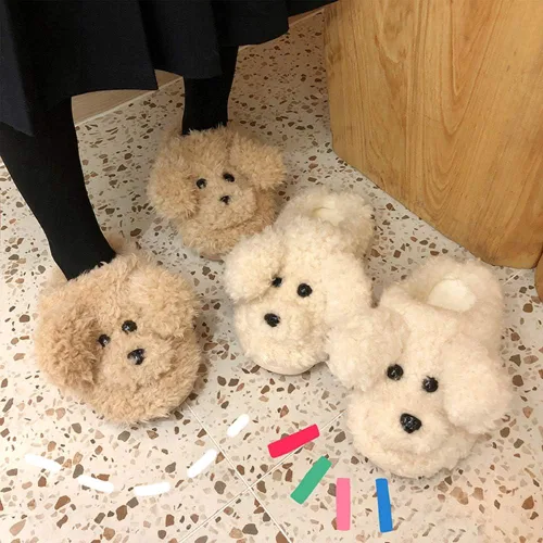 Vista 7 de SGVAHY - Zapatilla de peluche para niñas, diseño de animales de peluche en 3D, diseño de animales de peluche para invierno, antideslizante