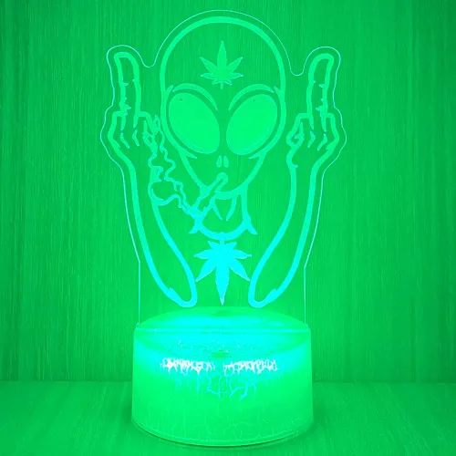 Vista 19 de 420 hojas 3D LED lámpara de mesa luz nocturna ilusión visual óptica decoración del hogar iluminación