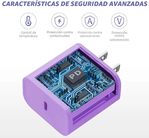 Vista 3 de Cargador de iPhone de carga rápida, [Certificado MFi] Paquete de 2 cargadores rápidos de 20 W tipo C con [3 metros y 1.8 metros] cable USB C a