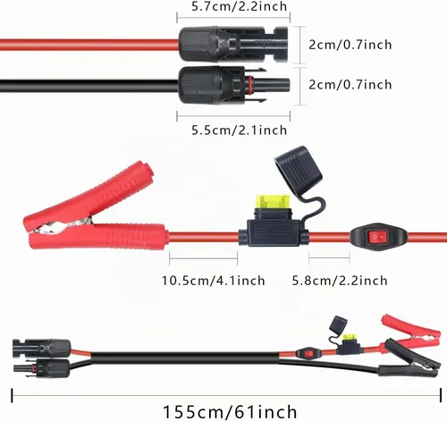 Vista 2 de 14AWG batería cocodrilo clip a cable conector solar