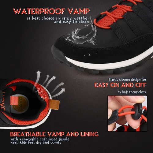 Vista 3 de UOVO Boys Shoes Boys Sneakers Boys Hiking Tennis Running Shoes Kids Waterproof Athletic Outdoor Sneakers Non-Slip Comfortable(LittleBig Boys)