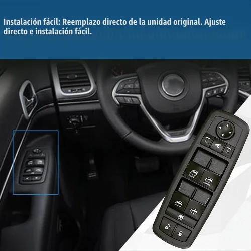Vista 4 de Interruptor de control de elevalunas eléctrico maestro para el lado del conductor delantero para Jeep Grand Cherokee 2014-2018, sustituye a