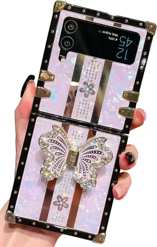 Vista 64 de Funda Rectangular de Lujo Femenina Compatible con iPhone 16 Pro Max Diseñada con Soporte de Anillo de Diamante con Función de Atril