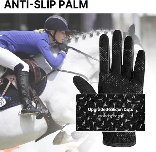 Vista 2 de ChinFun Guantes de equitación prémium para mujeres y jóvenes, transpirables, ligeros, con agarre cómodo