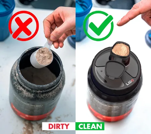 Vista 7 de MYLIDO Dispensador de proteínas, embudo de suplemento dispensador de polvo, tamaño universal, se adapta a todas las marcas, antes y después