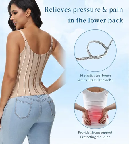 Vista 3 de SHAPSHE Entrenador de cintura para mujer, entrenamiento de cintura, control de abdomen, reductor de cintura para sudor, moldeador de cuerpo, hueso