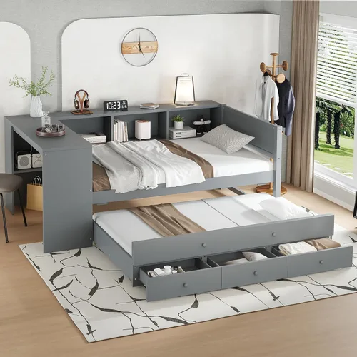 Vista 31 de Polibi Sofá cama de tamaño individual con estantes de almacenamiento