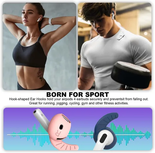 Vista 5 de 5 pares de ganchos para las orejas para auriculares AirPods 4, funda deportiva antideslizante para las orejas AirPod 4, silicona suave, accesorios