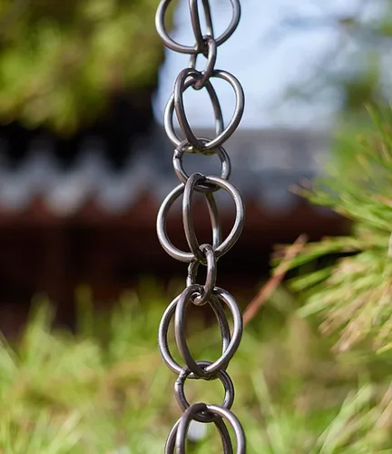 Vista 8 de Rain Chain Rain Diverter Chain Link Aluminum Gutter Chain, Circle Rain Catcher Chain for Roof Downspouts(260cm/8.5ft)