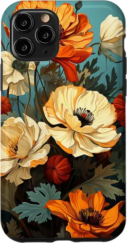 Vista 28 de Funda de flores mexicanas para iPhone 12 Pro Max Marigold Flower and Teal Aqua Blue Cyan