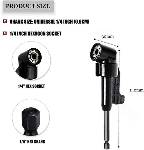 Vista 4 de Extensión de broca 3 unids universal de 14 pulgadas vástago hexagonal de liberación rápida kit de soporte de taladro magnético+105 grados de ángulo