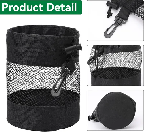 Vista 3 de JJUNW 2 bolsas de almacenamiento para pelotas de golf, bolsas de malla de nailon para pelotas de golf, bolsa de golf, organizador de bolsas de golf