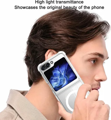 Vista 6 de Funda magnética transparente para Samsung Galaxy Z Flip 5, compatible con MagSafe