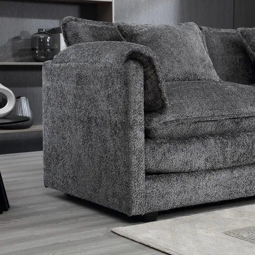 Vista 6 de Sofá modular convertible de 112.2 pulgadas, moderno sofá de nube en forma de L de mediados de siglo con otomana para sala de estar, dormitorio