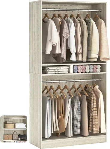 Vista 12 de Unikito - Sistema de armario independiente, armario organizador de 25" con varillas para colgar y estante, estante ajustable para ropa, torre