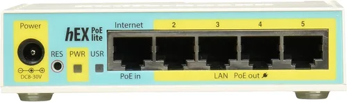 Vista 2 de Mikrotik RB750UPr2 hEX PoE lite 5 puertos 10/100 Router 64MB USB 3W OSL4
