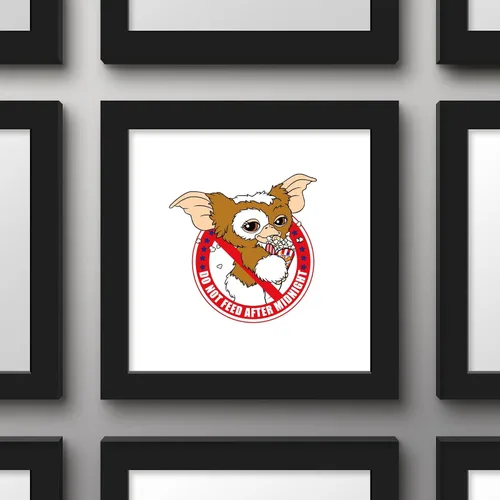 Vista 2 de Trends International Gallery Pops Gremlins - Arte de pared Don't Feed After Midnight, versión enmarcada negra, 12 x 12 pulgadas