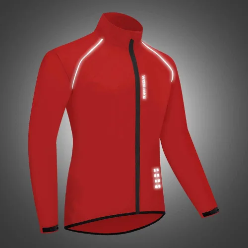 Vista 6 de WOSAWE Chaqueta de ciclismo para hombre, rompevientos ultraligera reflectante