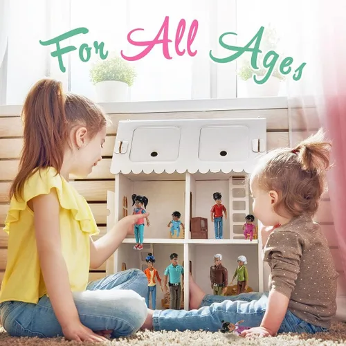 Vista 2 de Beverly Hills Doll Collection Sweet Li'l Family Hispanic Dollhouse People - Juego de 9 figuras de acción – abuelo, abuela, mamá, papá, hermana