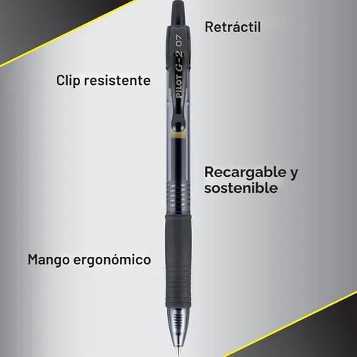 Vista 5 de Pilot G2 - Bolígrafos de gel de alta calidad de 0.7, punta fina para escritura suave, color negro, paquete de 12