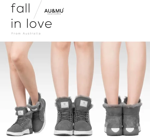 Vista 4 de AUMU Oveja Taurus Series - Botas de invierno ajustables de lana corta de piel para parejas para nieve Nieve