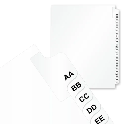 Vista 6 de SmartSign Collated Dividers - Pestañas adhesivas de doble alfabeto AA-ZZ 8.5 x 11 pulgadas, paquete de 50 juegos, fabricadas en Estados Unidos