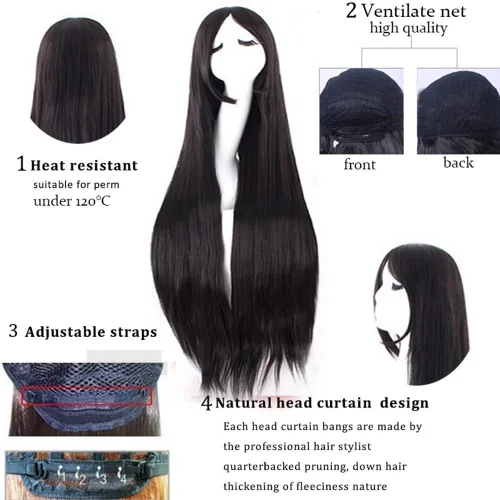 Vista 5 de S-noilite Pelucas largas de anime para cosplay, peluca de disfraz unisex, peluca larga y rizada para fiesta completa, con capas de flequillo