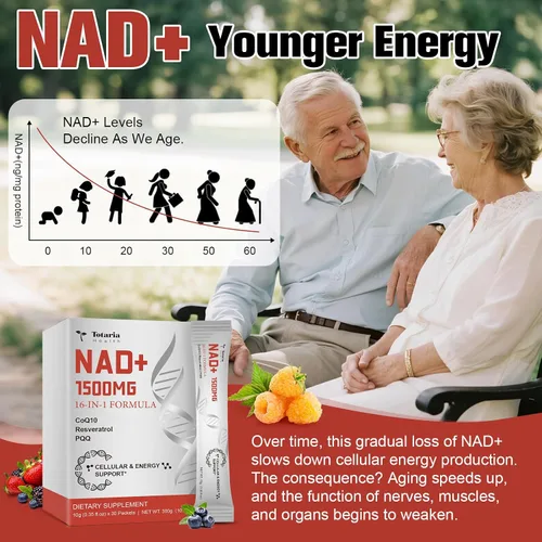 Vista 8 de Totaria Suplemento líquido NAD 16 en 1 de 1500 mg para hombres y mujeres, NAD+ extra fuerte con precursor NMN, resveratrol, PQQ, CoQ10, apoya