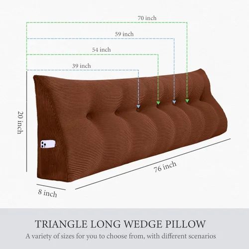 Vista 42 de Almohada de cabecera gruesa totalmente rellena tamaño Queen, cabecera acolchada suave y firme, soporte grande, triangular, almohada de cuña