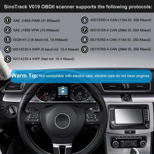 Vista 4 de Explorador OBD2 Bluetooth SinoTrack, herramienta de escaneo de diagnóstico para auto, lector de código inalámbrico, luz de control del motor