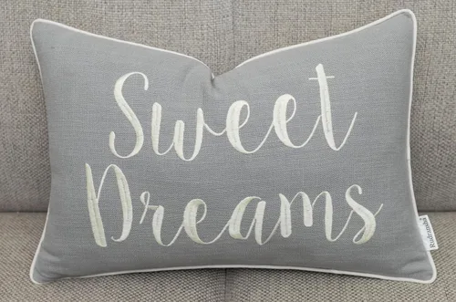 Vista 9 de Rudransha Sweet Dreams - Funda de almohada lumbar gris oscuro de 12 x 18 pulgadas, funda de cojín de algodón con cita bordada, buena noche de sueño