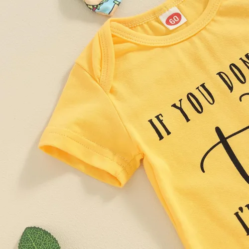Vista 118 de Sejardin Ropa de verano para bebé y niña, recién nacida, manga corta, con letras, mameluco elástico con diadema