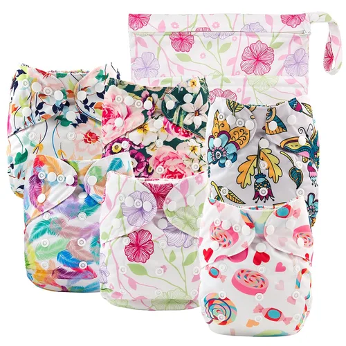 Vista 14 de babygoal - Juego de 6 fundas para pañales de tela con bolsa húmeda para pañales ajustables y predoblados con doble refuerzo, ajustables