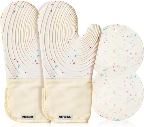 Vista 11 de Guantes de horno lindos, manoplas de cocina, guantes de horno para la cocina, guantes de horno para la cocina, guantes de horno de silicona lavables