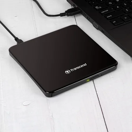 Vista 2 de Transcend Unidad óptica portátil extra delgada del escritor de DVD de 8K (TS8XDVDS-K)