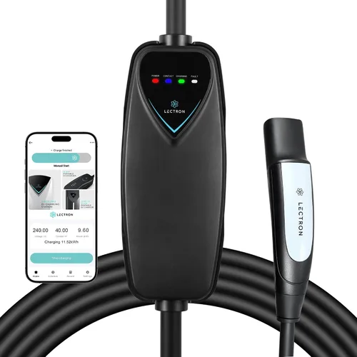 Vista 11 de Lectron Cargador Tesla de Nivel 1 (WiFi) con Control de Aplicación – 12 Amperios, 120V, Enchufe NEMA 5-15, Cable de Extensión de 16 pies, Conector