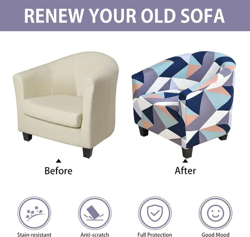 Vista 6 de HOTNIU Funda para silla de club, fundas para sillas de bañera para sillones, funda elástica para sillón, protector de silla de club, cubiertas