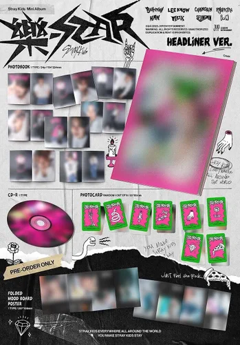 Vista 5 de (P.O.B) STRAY KIDS [- (ROCK) - ESTRELLA] Mini álbum (HEADLINER Ver. +Tarjeta de fotos de regalo de tienda) K-POP SELLADO